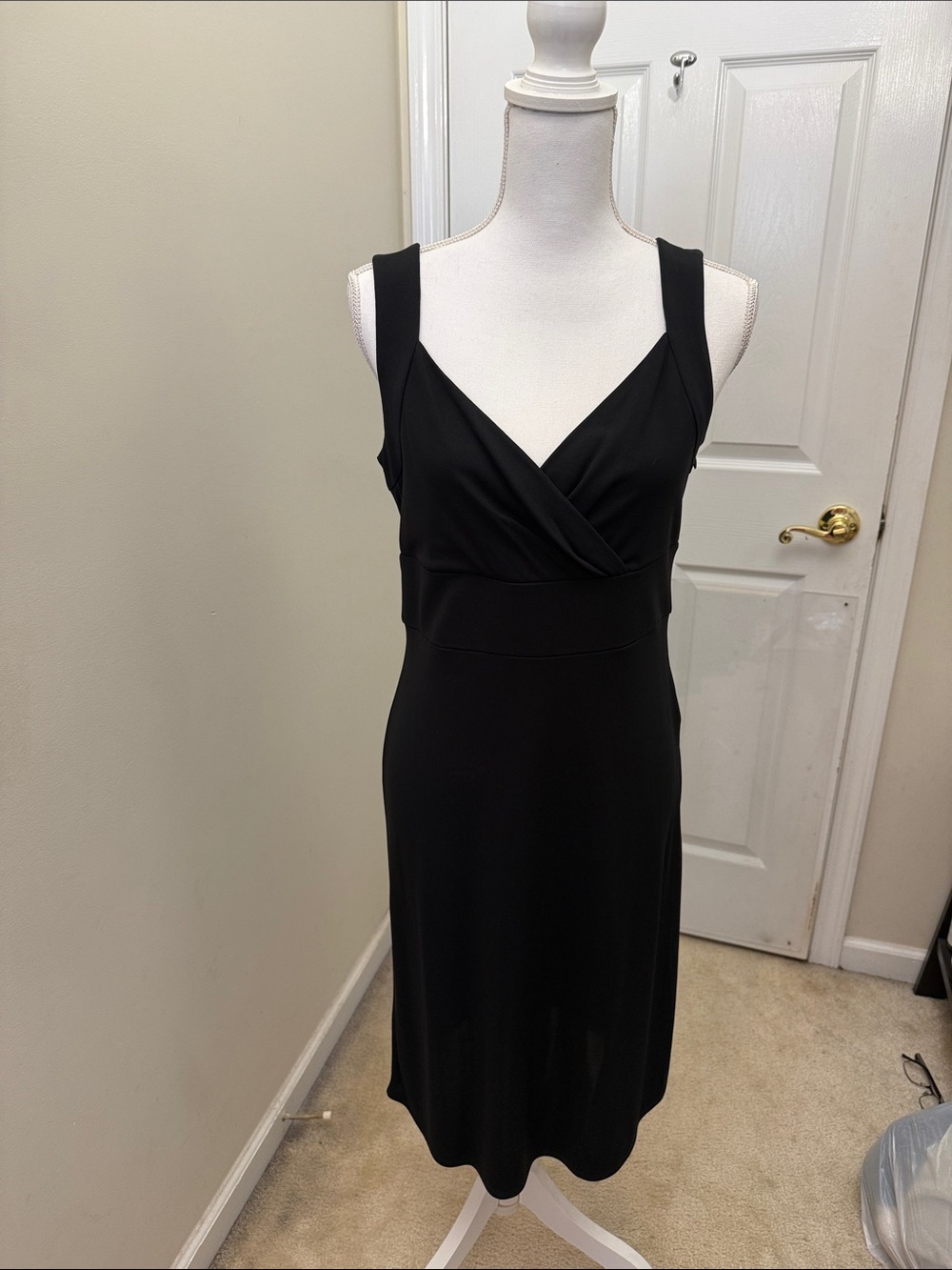 LOFT Black Midi Wrap-Style Dress